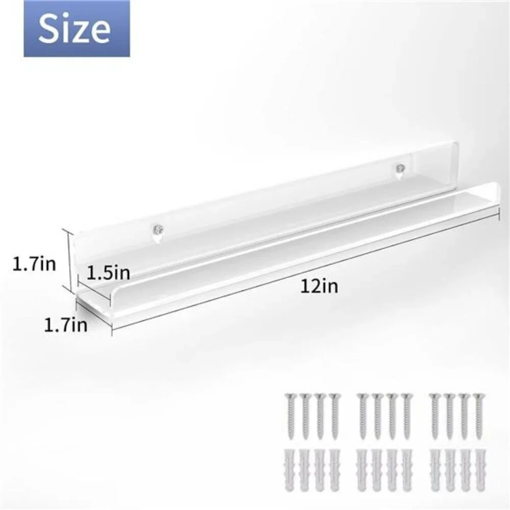 Acrylic Vinyl Record Wall Shelf Set Clear Floating Display for Albums 6 Pack